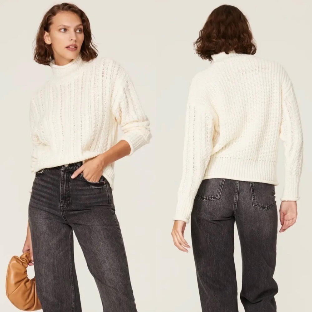 Louna Cable Knit Mock Neck Sweater